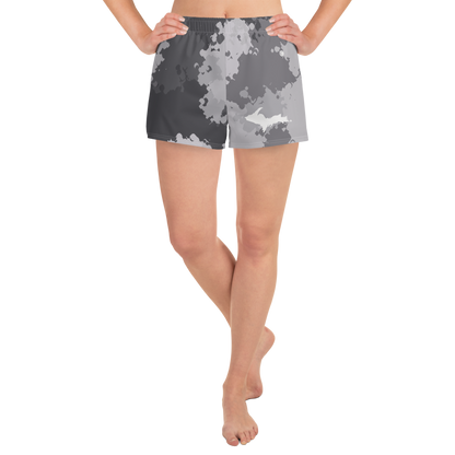 Michigan Upper Peninsula Athletic Shorts (w/ UP Outline) | Women's - Iron Ore Camo