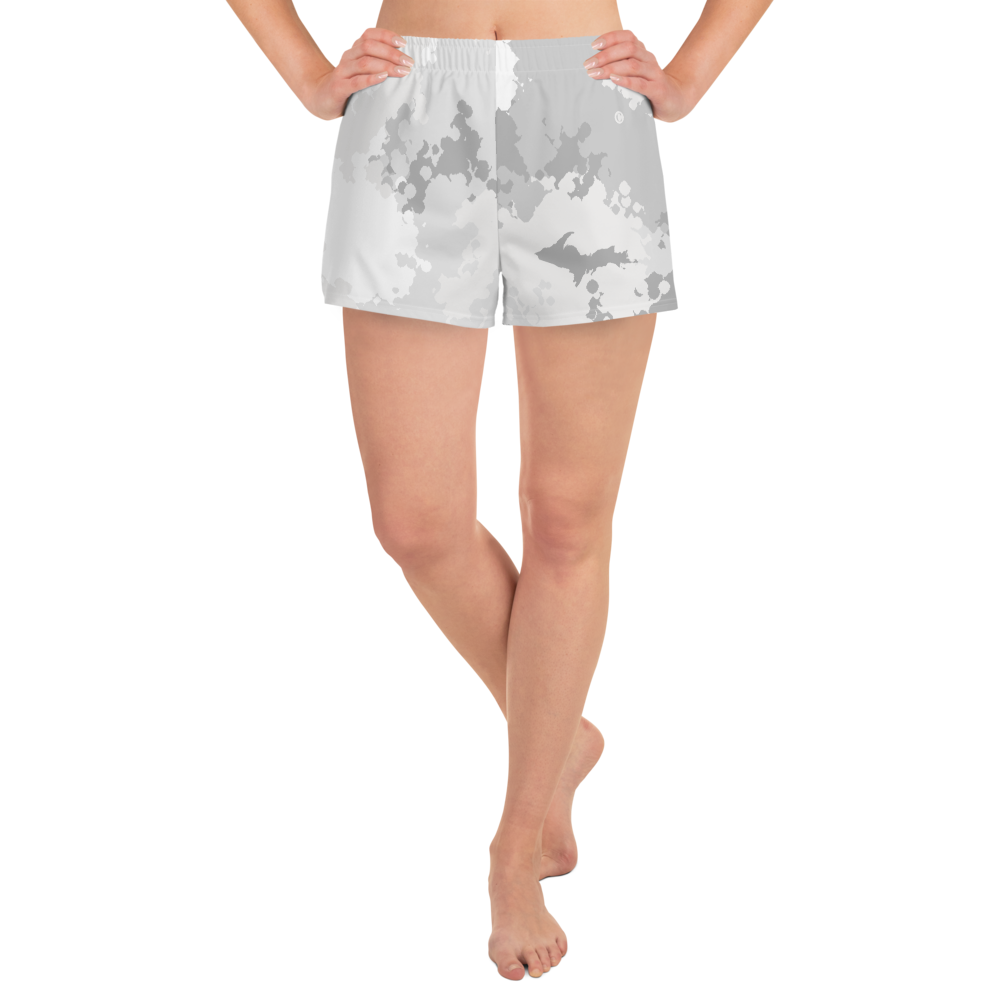 Michigan Upper Peninsula Athletic Shorts (w/ UP Outline) | Women's - Snow Camo