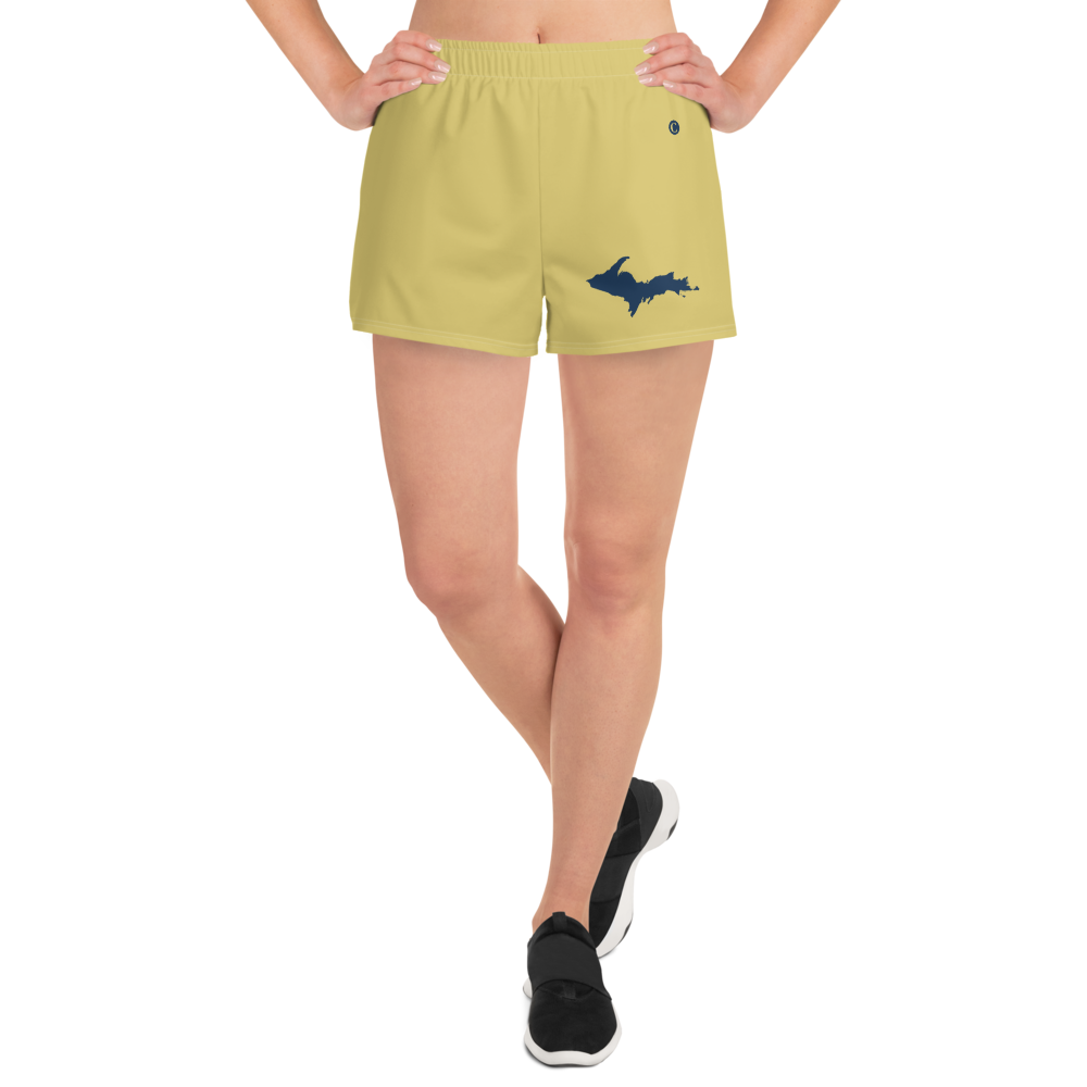 Michigan Upper Peninsula Athletic Shorts (w/ UP Outline) | Women's - Plum Yellow