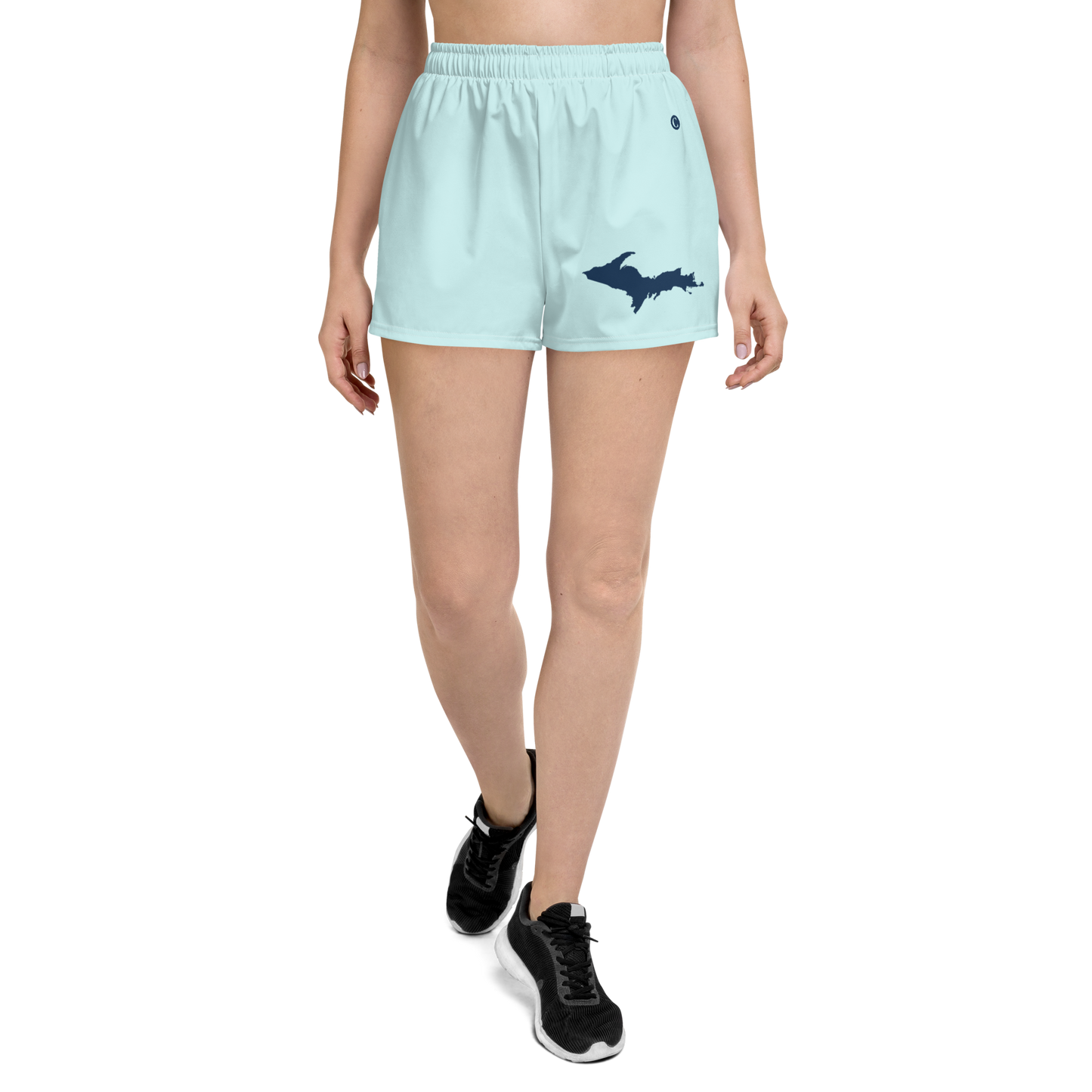 Michigan Upper Peninsula Athletic Shorts (w/ UP Outline) | Women's - Cyan