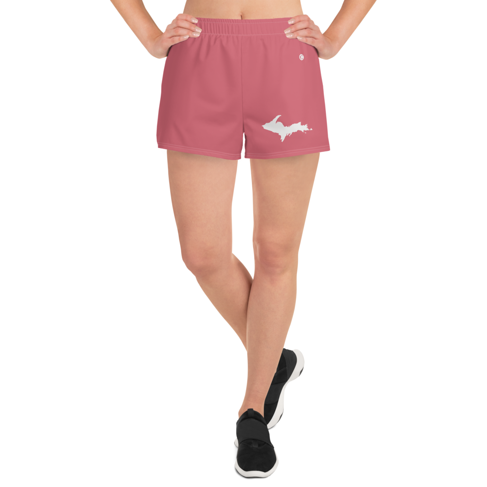 Michigan Upper Peninsula Athletic Shorts (w/ UP Outline) | Women's - Watermelon Pink