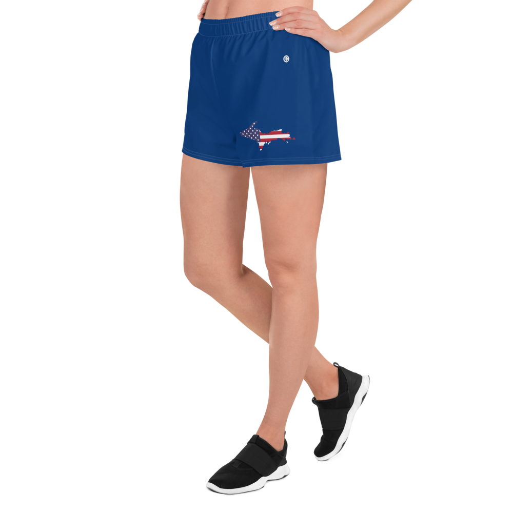 Michigan Upper Peninsula Athletic Shorts (w/ UP USA Flag Outline) | Women's - Dearborn Blue