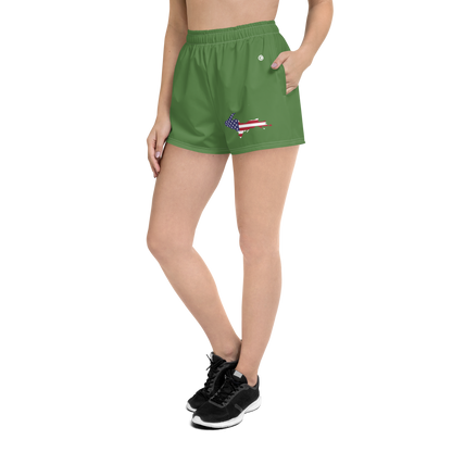 Michigan Upper Peninsula Athletic Shorts (w/ UP USA Flag Outline) | Women's - Pine Green