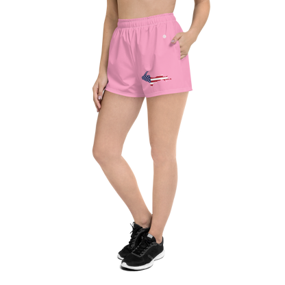 Michigan Upper Peninsula Athletic Shorts (w/ UP USA Flag Outline) | Women's - '67 Caddie Pink