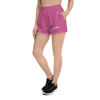 Michigan Upper Peninsula Athletic Shorts (w/ UP USA Flag Outline) | Women's - Apple Blossom Pink