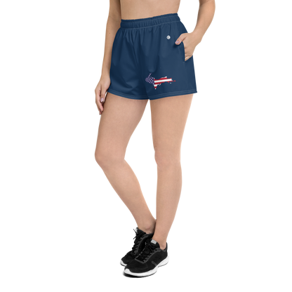 Michigan Upper Peninsula Athletic Shorts (w/ UP USA Flag) | Women's - Navy