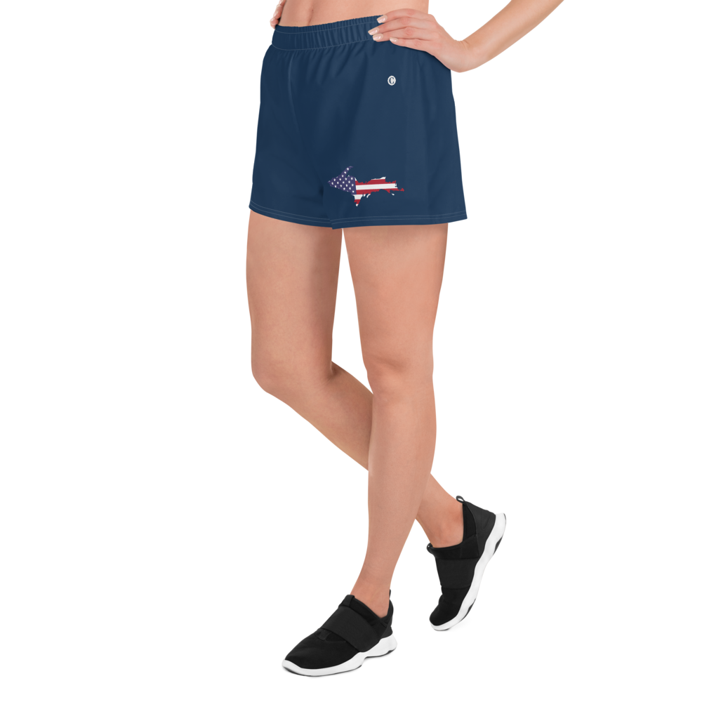 Michigan Upper Peninsula Athletic Shorts (w/ UP USA Flag) | Women's - Navy