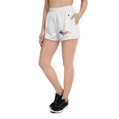 Michigan Upper Peninsula Athletic Shorts (w/ UP USA Flag) | Women's - Birch Bark White