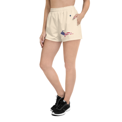 Michigan Upper Peninsula Athletic Shorts (w/ UP USA Flag) | Women's - Champagne White