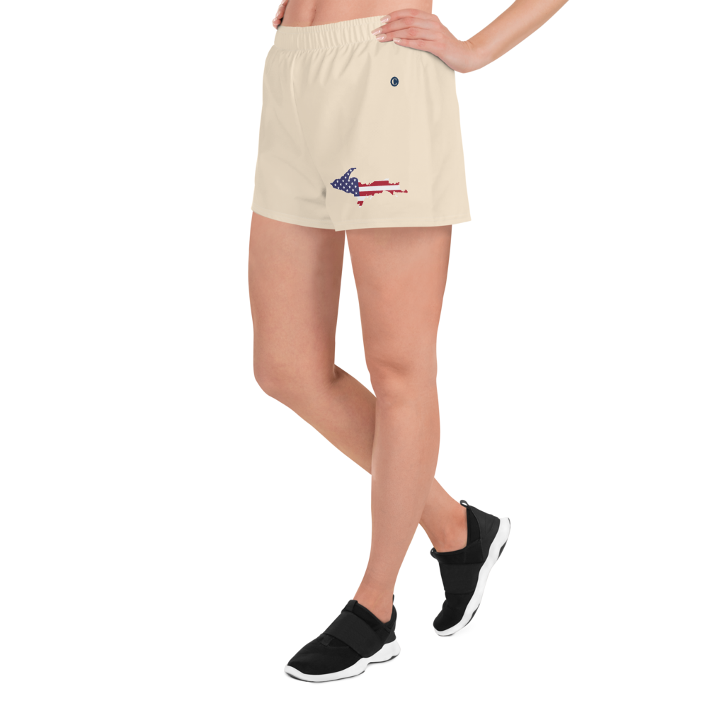 Michigan Upper Peninsula Athletic Shorts (w/ UP USA Flag) | Women's - Champagne White