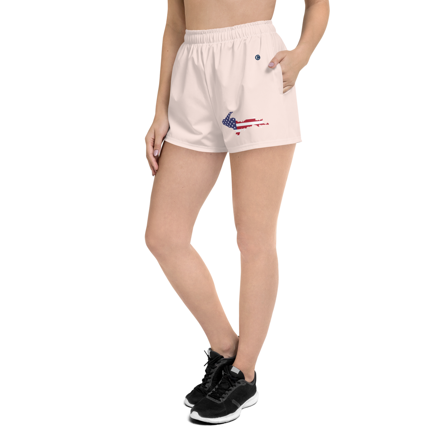 Michigan Upper Peninsula Athletic Shorts (w/ UP USA Flag) | Women's - Champagne Pink