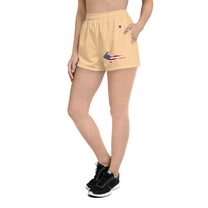 Michigan Upper Peninsula Athletic Shorts (w/ UP USA Flag) | Women's - Pale Apricot