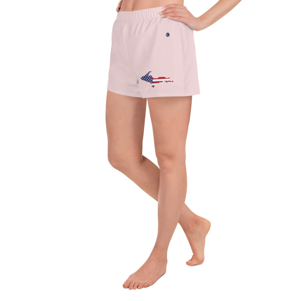 Michigan Upper Peninsula Athletic Shorts (w/ UP USA Flag) | Women's - Pale Pink