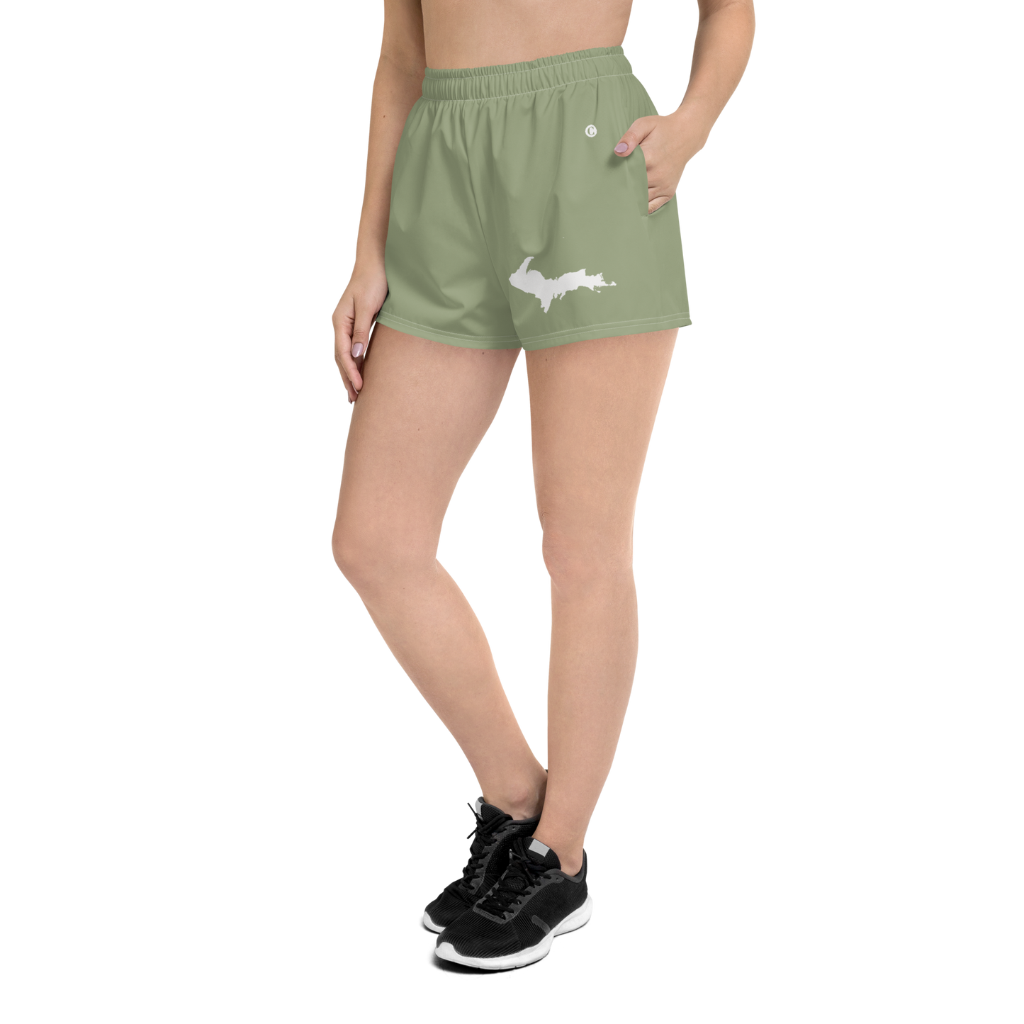 Michigan Upper Peninsula Athletic Shorts (w/ UP Outline) | Women's - Beachgrass Green