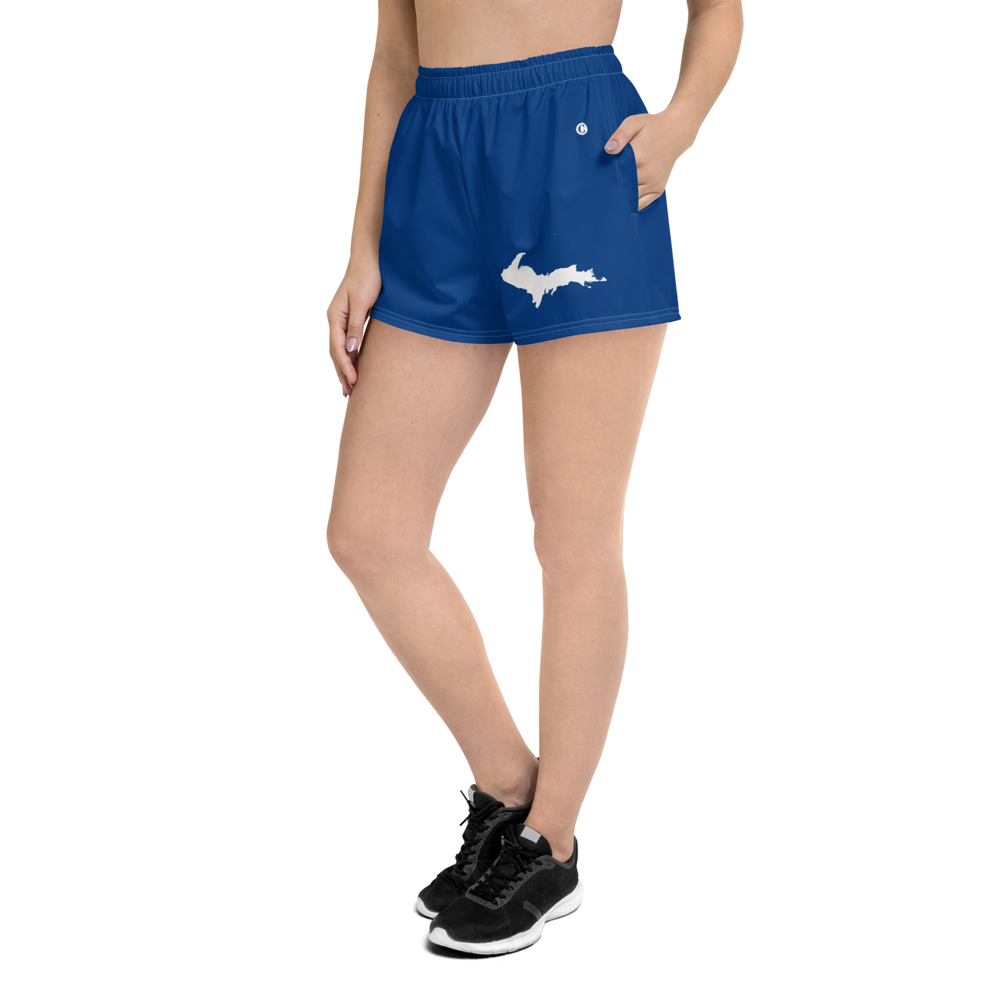 Michigan Upper Peninsula Athletic Shorts (w/ UP Outline) | Women's - Dearborn Blue