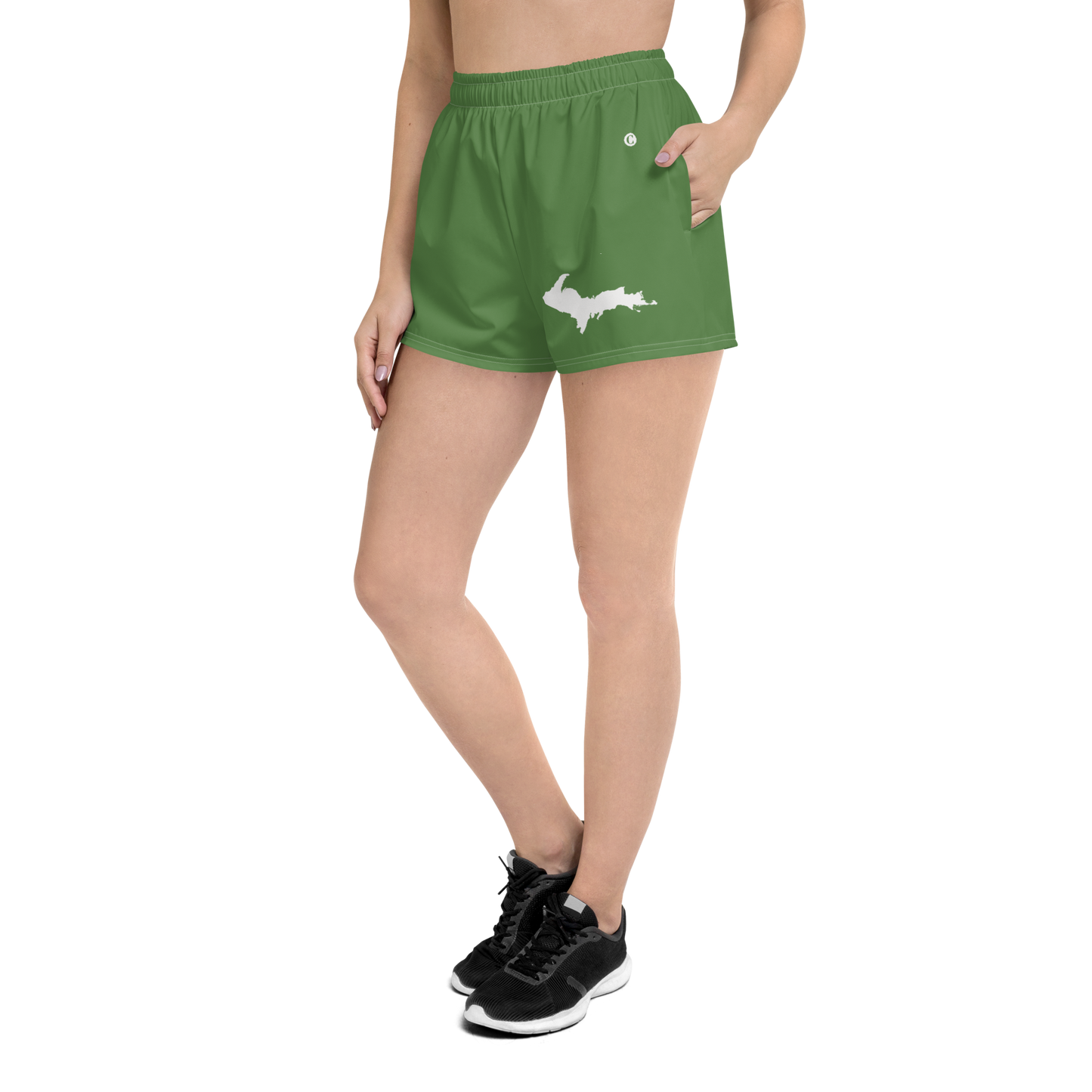 Michigan Upper Peninsula Athletic Shorts (w/ UP Outline) | Women's - Pine Green