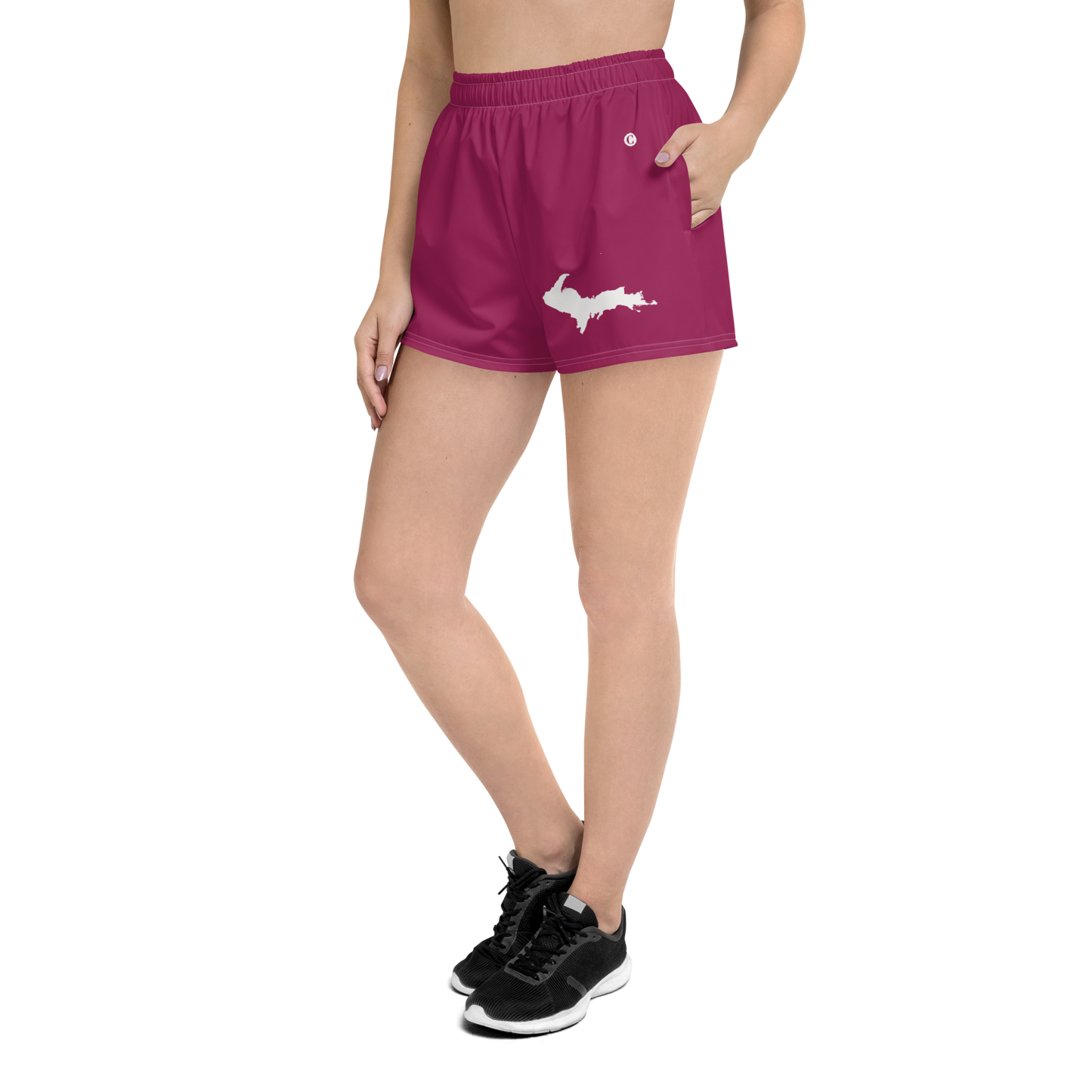 Michigan Upper Peninsula Athletic Shorts (w/ UP Outline) | Women's - Ruby Red