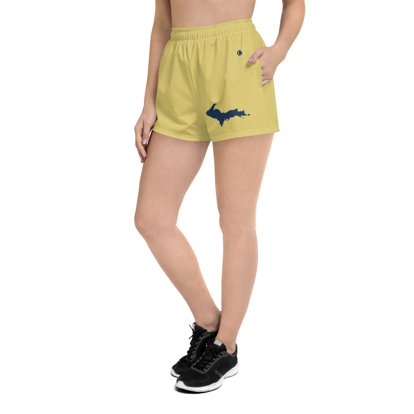 Michigan Upper Peninsula Athletic Shorts (w/ UP Outline) | Women's - Plum Yellow