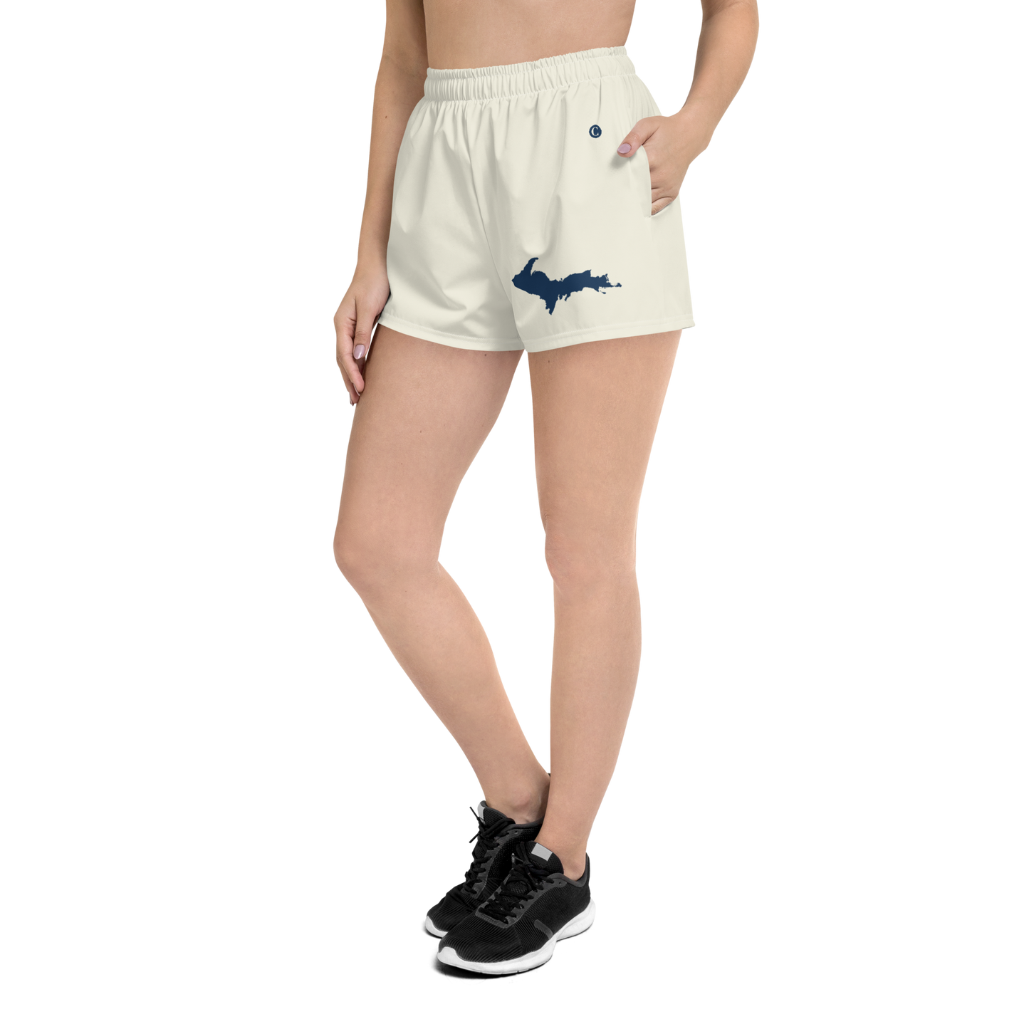 Michigan Upper Peninsula Athletic Shorts (w/ UP Outline) | Women's - Ivory White