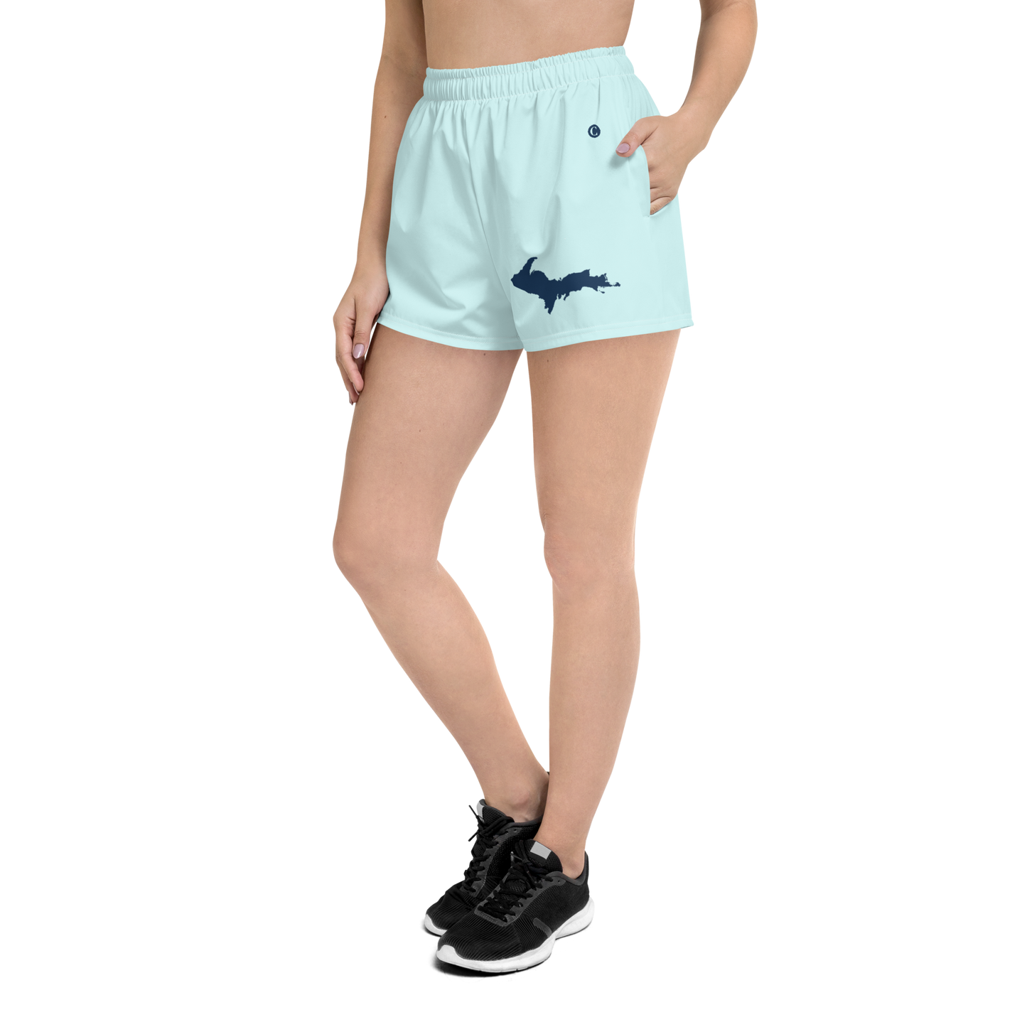 Michigan Upper Peninsula Athletic Shorts (w/ UP Outline) | Women's - Cyan