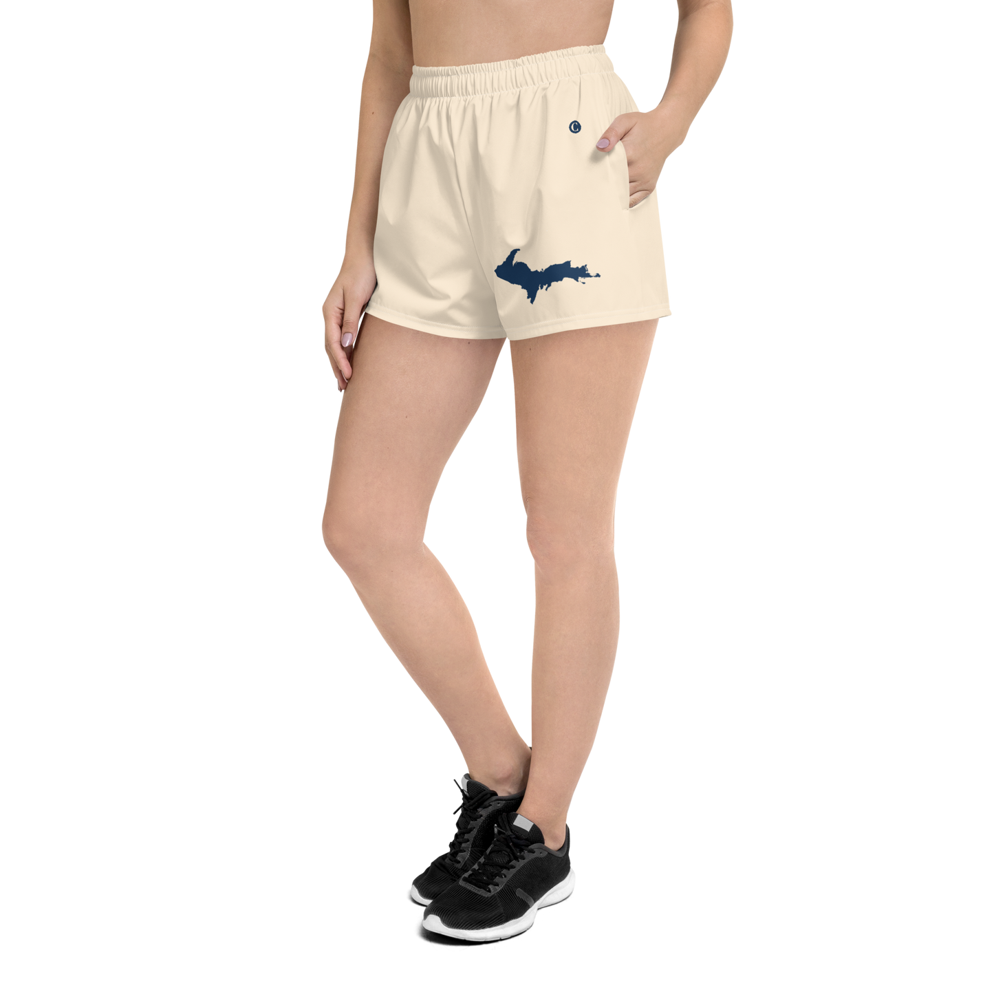 Michigan Upper Peninsula Athletic Shorts (w/ UP Outline) | Women's - Champagne White