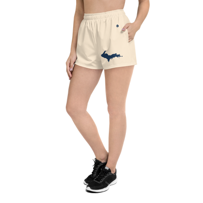 Michigan Upper Peninsula Athletic Shorts (w/ UP Outline) | Women's - Champagne White