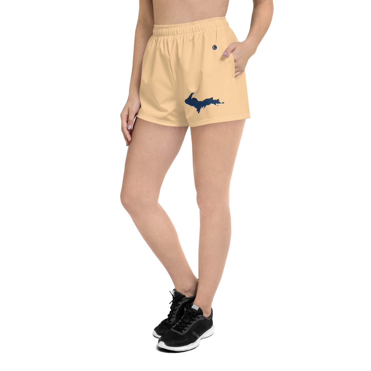 Michigan Upper Peninsula Athletic Shorts (w/ UP Outline) | Women's - Pale Apricot