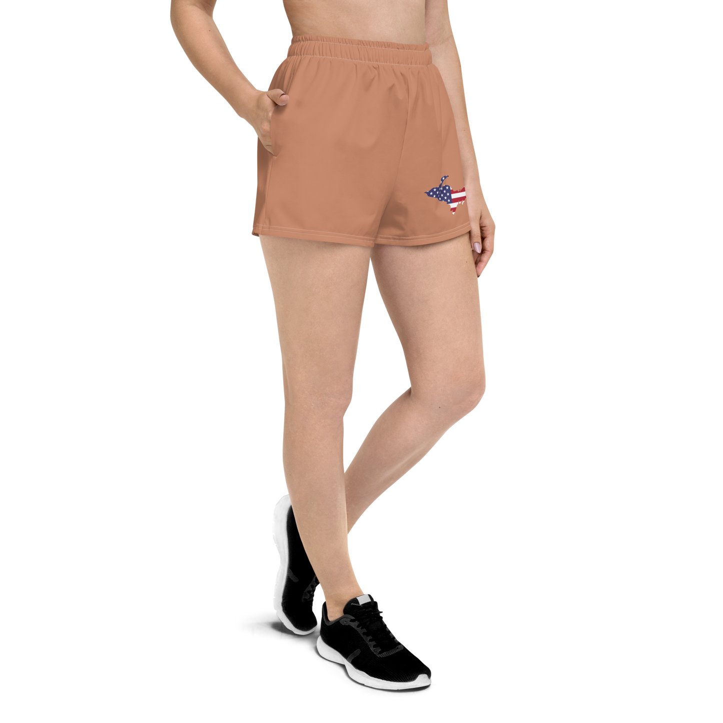 Michigan Upper Peninsula Athletic Shorts (w/ UP USA Flag Outline) | Women's - Copper Color