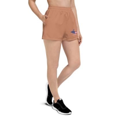 Michigan Upper Peninsula Athletic Shorts (w/ UP USA Flag Outline) | Women's - Copper Color