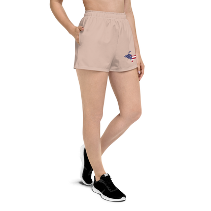 Michigan Upper Peninsula Athletic Shorts (w/ UP USA Flag Outline) | Women's - Rose Gold