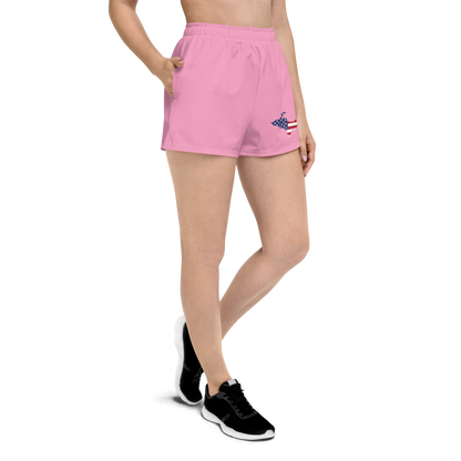 Michigan Upper Peninsula Athletic Shorts (w/ UP USA Flag Outline) | Women's - '67 Caddie Pink