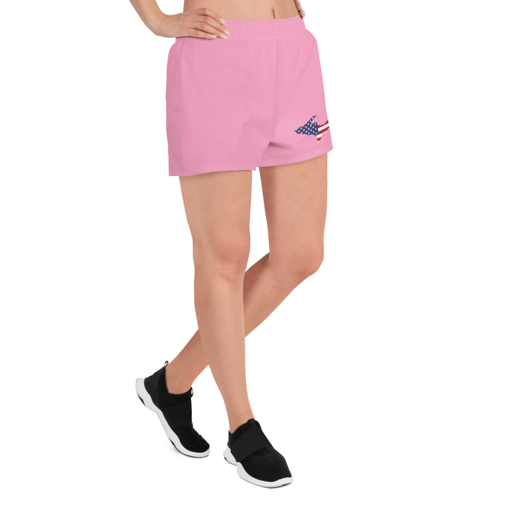 Michigan Upper Peninsula Athletic Shorts (w/ UP USA Flag Outline) | Women's - '67 Caddie Pink