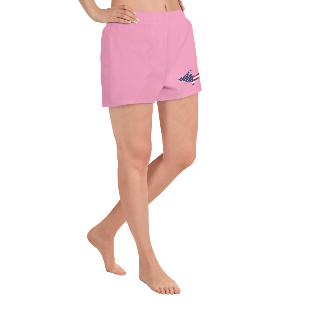 Michigan Upper Peninsula Athletic Shorts (w/ UP USA Flag Outline) | Women's - '67 Caddie Pink