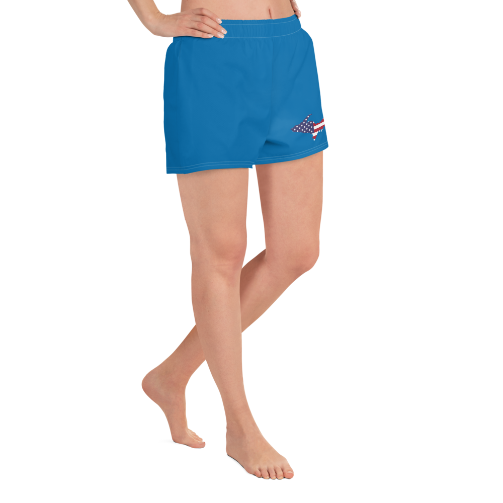 Michigan Upper Peninsula Athletic Shorts (w/ UP USA Flag) | Women's - Azure