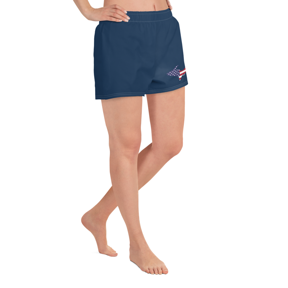 Michigan Upper Peninsula Athletic Shorts (w/ UP USA Flag) | Women's - Navy