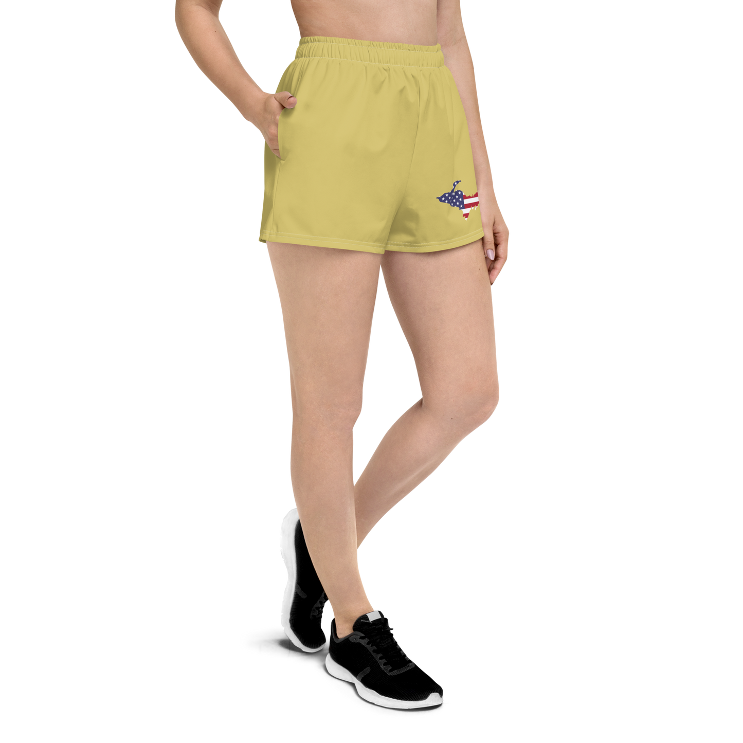 Michigan Upper Peninsula Athletic Shorts (w/ UP USA Flag) | Women's - Plum Yellow