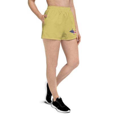 Michigan Upper Peninsula Athletic Shorts (w/ UP USA Flag) | Women's - Plum Yellow