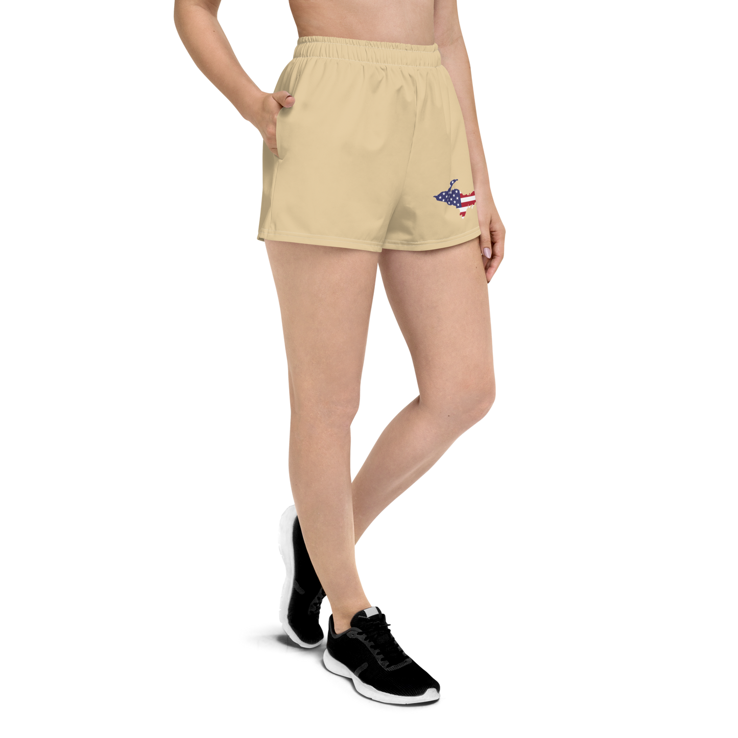 Michigan Upper Peninsula Athletic Shorts (w/ UP USA Flag) | Women's - Maple Color