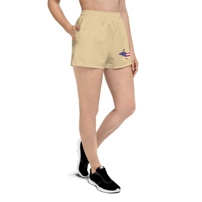 Michigan Upper Peninsula Athletic Shorts (w/ UP USA Flag) | Women's - Maple Color