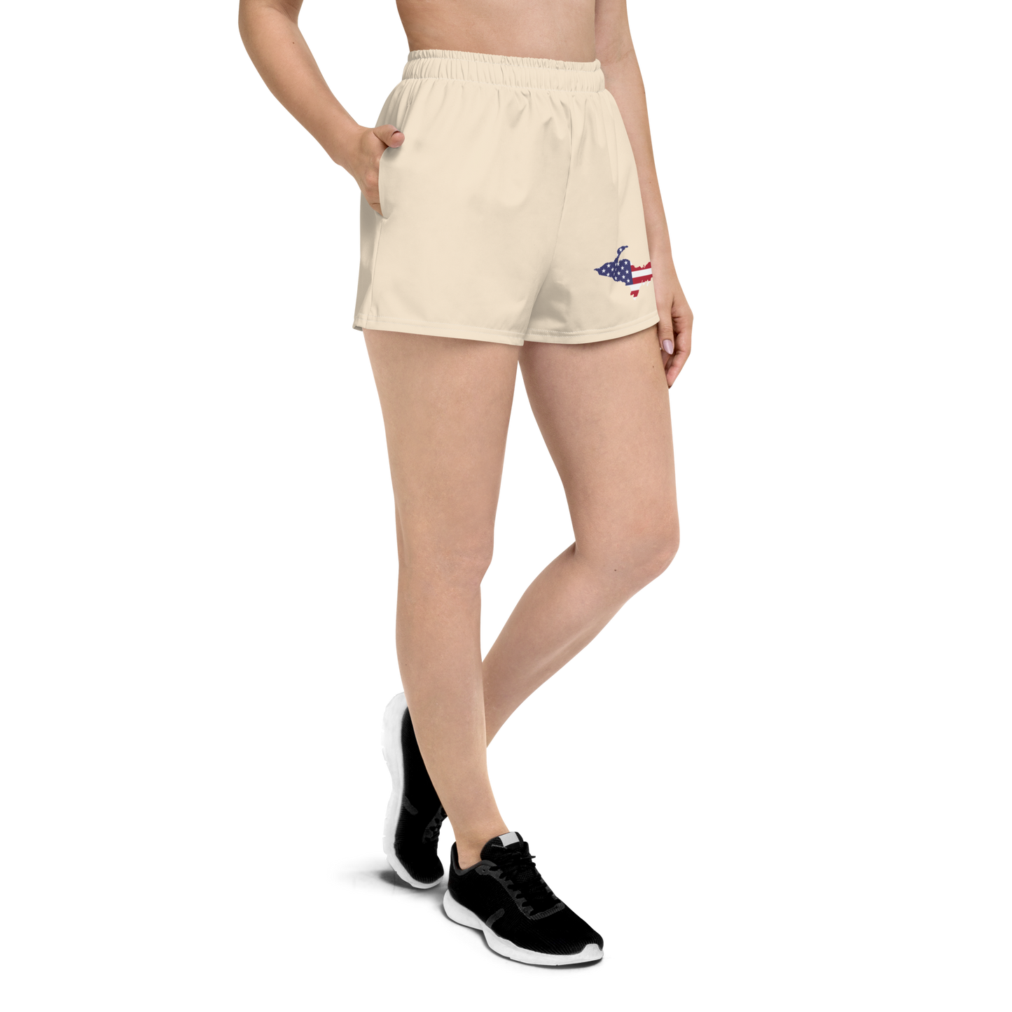 Michigan Upper Peninsula Athletic Shorts (w/ UP USA Flag) | Women's - Champagne White