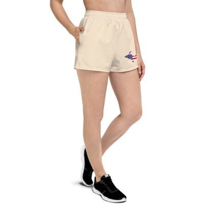 Michigan Upper Peninsula Athletic Shorts (w/ UP USA Flag) | Women's - Champagne White