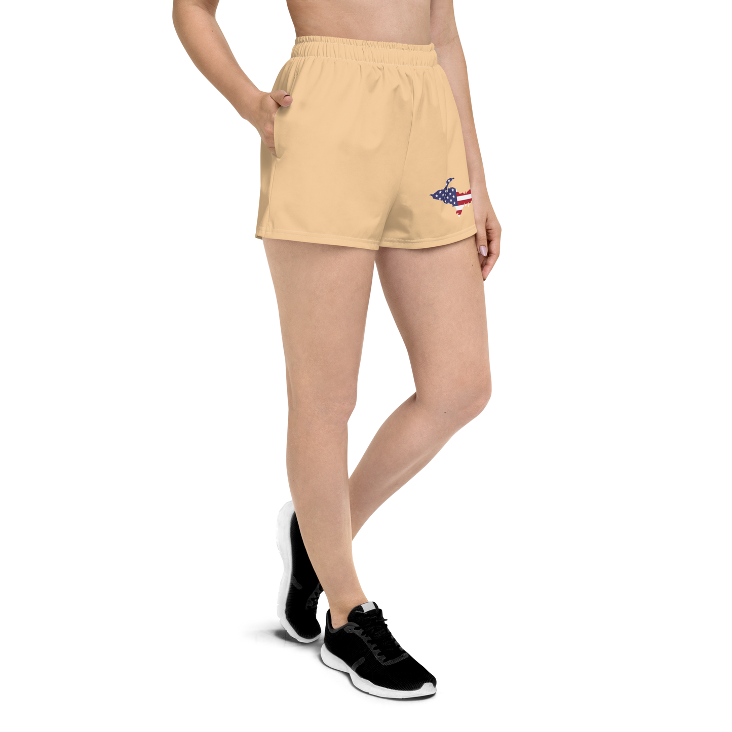 Michigan Upper Peninsula Athletic Shorts (w/ UP USA Flag) | Women's - Pale Apricot