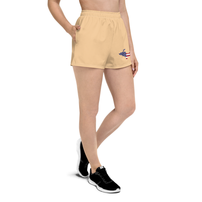 Michigan Upper Peninsula Athletic Shorts (w/ UP USA Flag) | Women's - Pale Apricot