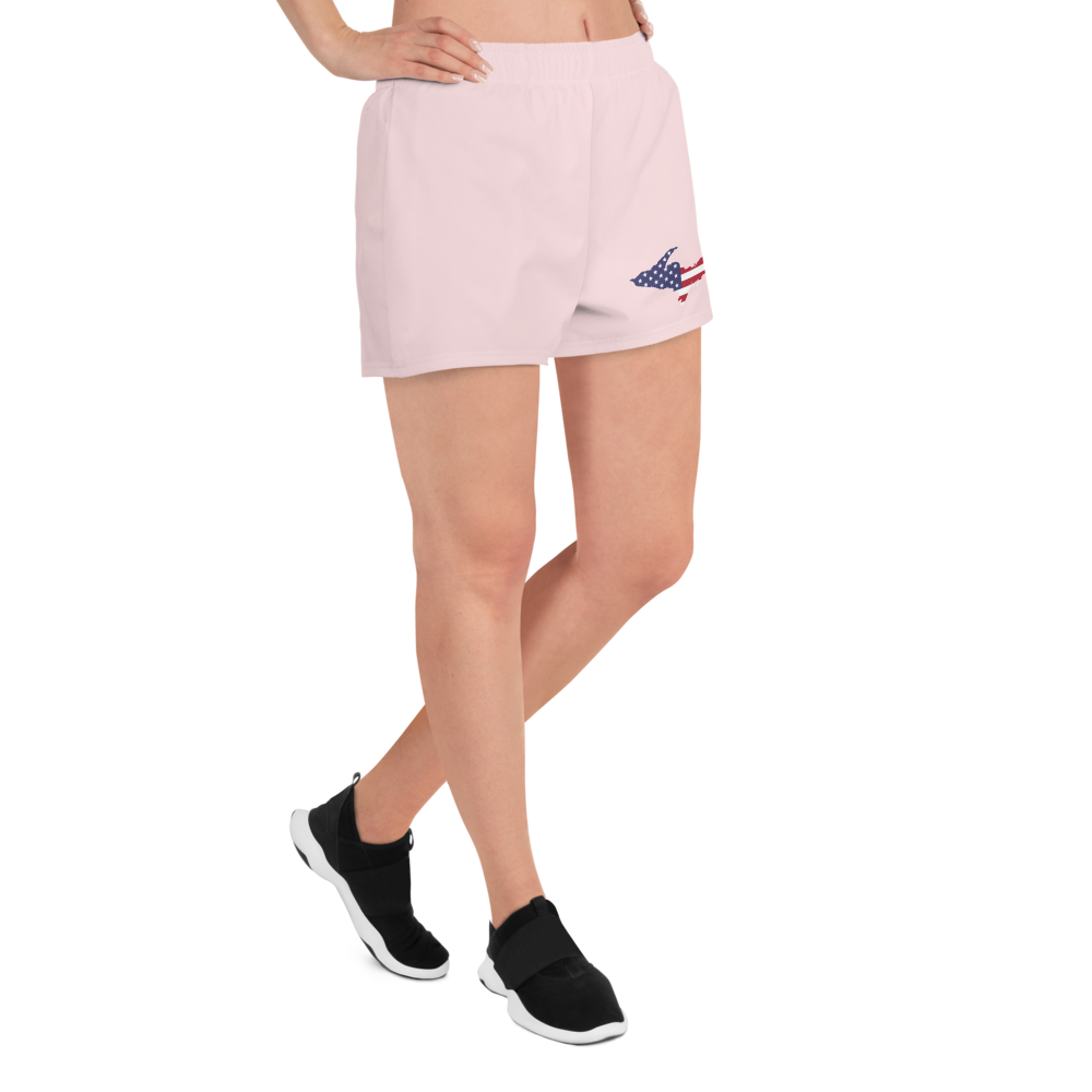 Michigan Upper Peninsula Athletic Shorts (w/ UP USA Flag) | Women's - Pale Pink