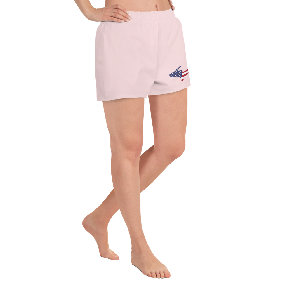 Michigan Upper Peninsula Athletic Shorts (w/ UP USA Flag) | Women's - Pale Pink