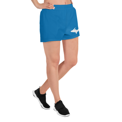 Michigan Upper Peninsula Athletic Shorts (w/ UP Outline) | Women's - Azure