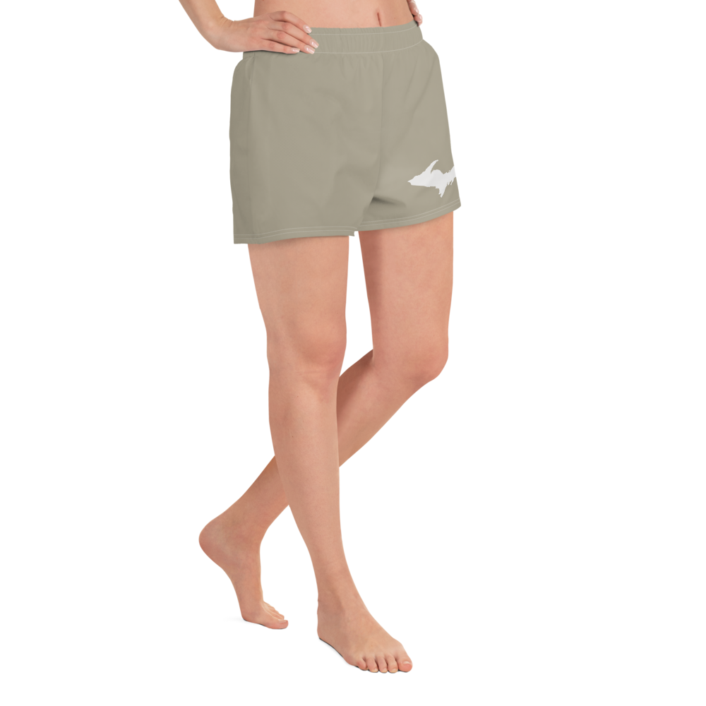 Michigan Upper Peninsula Athletic Shorts (w/ UP Outline) | Women's - Petoskey Stone Beige