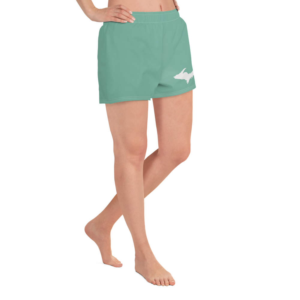 Michigan Upper Peninsula Athletic Shorts (w/ UP Outline) | Women's - Metallic Mint Green