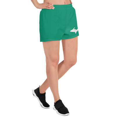 Michigan Upper Peninsula Athletic Shorts (w/ UP Outline) | Women's - Emerald Green