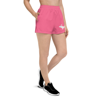 Michigan Upper Peninsula Athletic Shorts (w/ UP Outline) | Women's - Rhodochrosite Pink